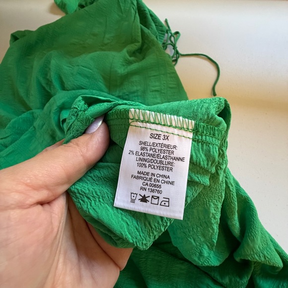 Addition Elle Green Maxi Tiered Lace-Up Peasant Dress Party Stretch size 3X - Picture 13 of 16